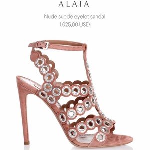 Alaia suede eyelet ankle strap sandal shoes